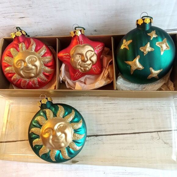 Vintage Yule Rite Celestial Christmas Ornaments Sun Moon Stars - Picture 2 of 3